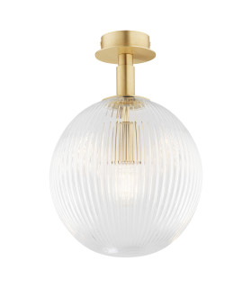 Paloma Globe Ceiling Light Transparent (Fluted) Brushed Brass-1