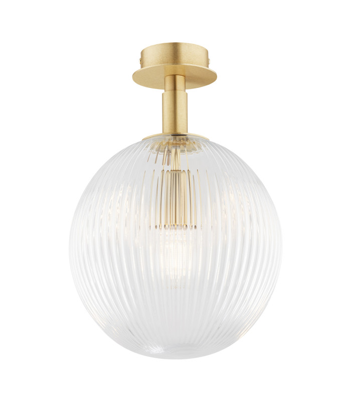 Paloma Globe Ceiling Light Transparent (Fluted) Brushed Brass-1