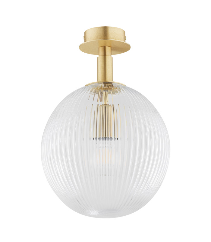 Paloma Globe Ceiling Light Transparent (Fluted) Brushed Brass-2
