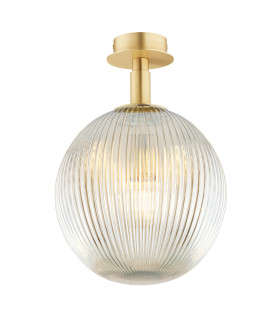 Paloma Globe Ceiling Light Grey Lister (Fluted) Brushed Brass-1