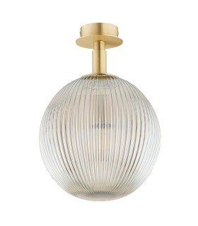 Paloma Globe Ceiling Light Grey Lister (Fluted) Brushed Brass-2