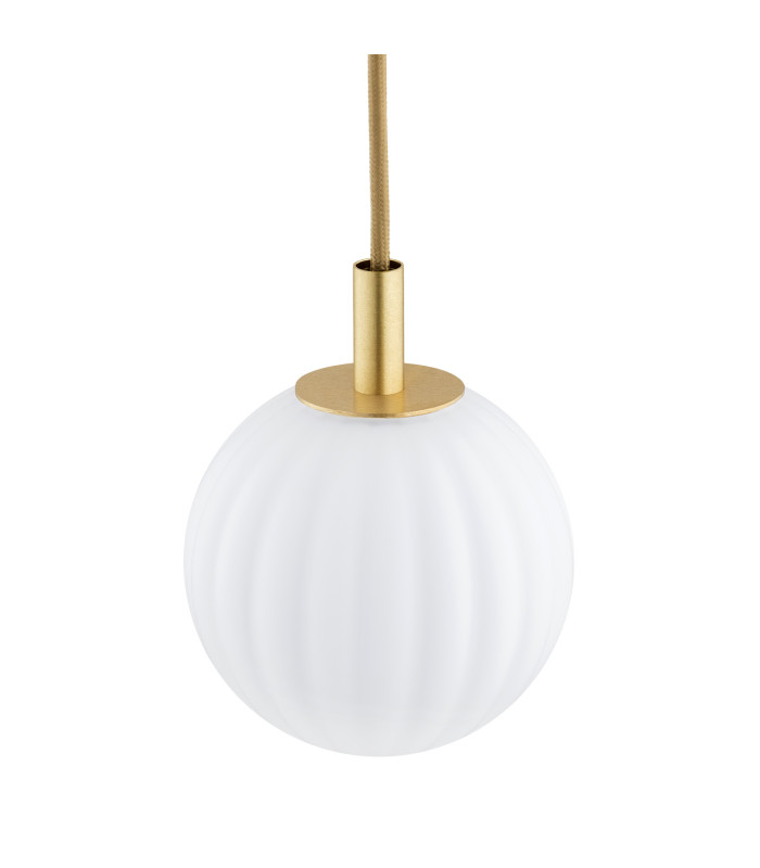 Paloma 12cm Globe Pendant Ceiling Light Opal Matt (Fluted) Brushed Brass-4