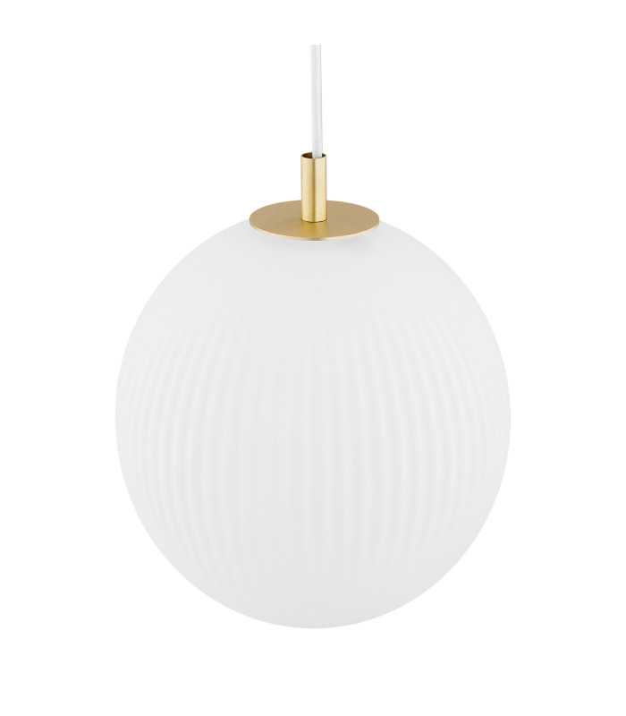 Paloma 25cm Globe Pendant Ceiling Light Opal Matt (Fluted) Brushed Brass-4