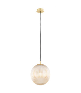 Paloma 25cm Globe Pendant Ceiling Light Honey Lister (Fluted) Brushed Brass-1