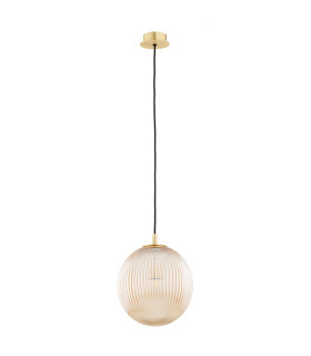 Paloma 25cm Globe Pendant Ceiling Light Honey Lister (Fluted) Brushed Brass-2