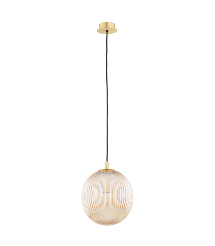 Paloma 25cm Globe Pendant Ceiling Light Honey Lister (Fluted) Brushed Brass-2