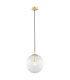 Paloma 25cm Globe Pendant Ceiling Light Transparent (Fluted) Brushed Brass-1