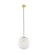 Paloma 25cm Globe Pendant Ceiling Light Transparent (Fluted) Brushed Brass-2
