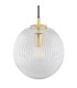Paloma 25cm Globe Pendant Ceiling Light Transparent (Fluted) Brushed Brass-4