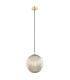 Paloma 25cm Globe Pendant Ceiling Light Grey Lister (Fluted) Brushed Brass-1