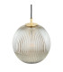 Paloma 25cm Globe Pendant Ceiling Light Grey Lister (Fluted) Brushed Brass-4
