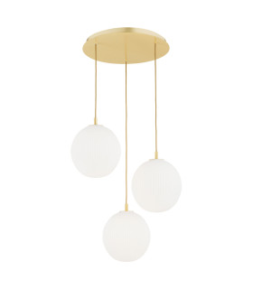 Paloma Cluster Pendant Ceiling 3 Light Opal Matt (Fluted) Brushed Brass-1