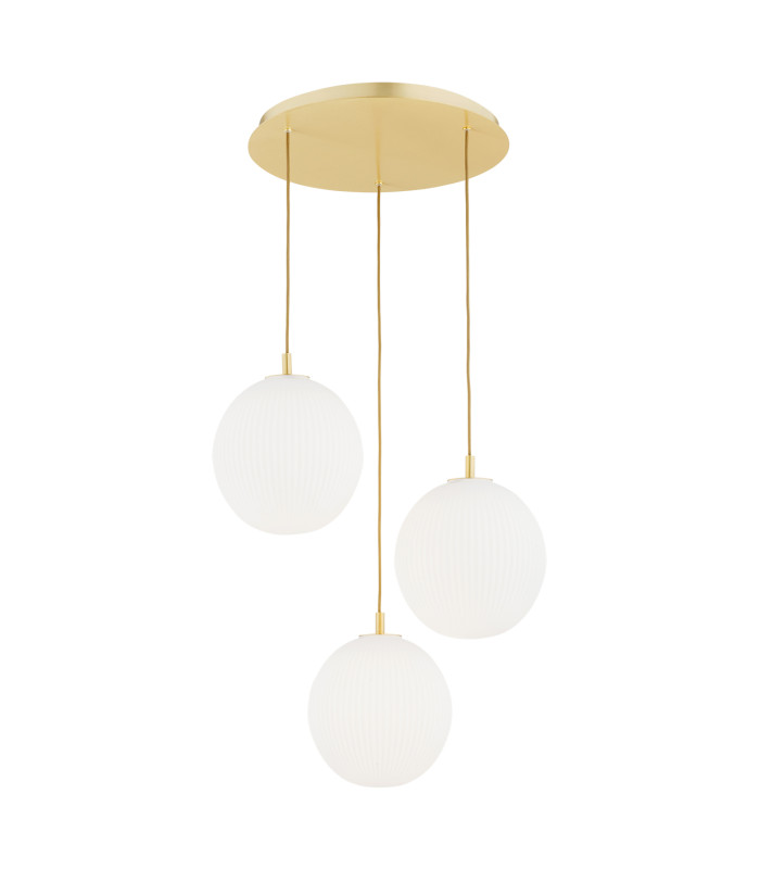 Paloma Cluster Pendant Ceiling 3 Light Opal Matt (Fluted) Brushed Brass-1