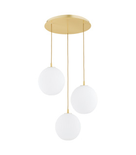 Paloma Cluster Pendant Ceiling 3 Light Opal Matt (Fluted) Brushed Brass-2