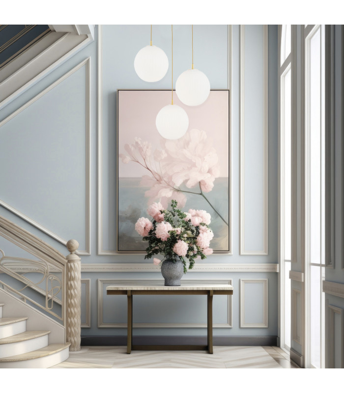 Paloma Cluster Pendant Ceiling 3 Light Opal Matt (Fluted) Brushed Brass-3