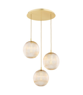 Paloma Cluster Pendant Ceiling 3 Light Honey Lister (Fluted) Brushed Brass-1