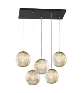 Paloma Cluster Pendant Ceiling 5 Light Grey Lister (Fluted) Black-1