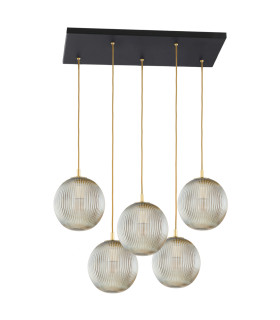 Paloma Cluster Pendant Ceiling 5 Light Grey Lister (Fluted) Black-2