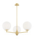 Paloma Multi Arm Pendant Ceiling 3 Light Opal Matt (Fluted) Brushed Brass-1