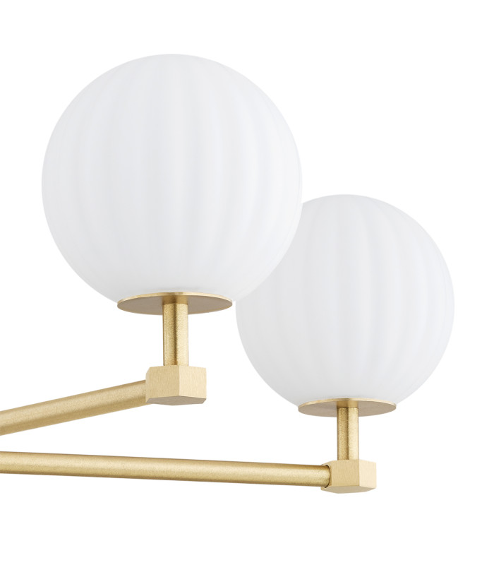Paloma Multi Arm Pendant Ceiling 5 Light Opal Matt (Fluted) Brushed Brass-5