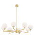 Paloma Multi Arm Pendant Ceiling 8 Light Opal Matt (Fluted) Brushed Brass-1