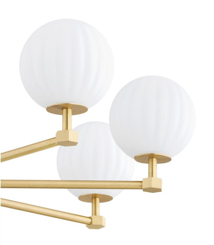 Paloma Multi Arm Pendant Ceiling 8 Light Opal Matt (Fluted) Brushed Brass-5