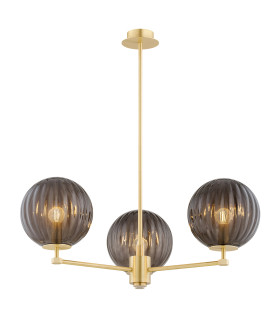 Paloma Multi Arm Pendant Ceiling 3 Light Smoky (Fluted) Brushed Brass-1