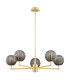 Paloma Multi Arm Pendant Ceiling 5 Light Smoky (Fluted) Brushed Brass-2