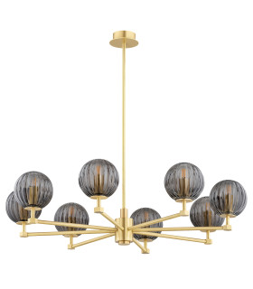 Paloma Multi Arm Pendant Ceiling 8 Light Smoky (Fluted) Brushed Brass-2