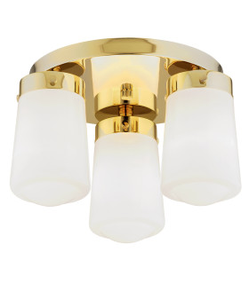 Pasadena Shade Cluster Ceiling 3 Light White Shine Brass Steel IP44-1