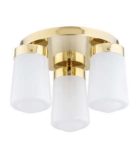 Pasadena Shade Cluster Ceiling 3 Light White Shine Brass Steel IP44-2