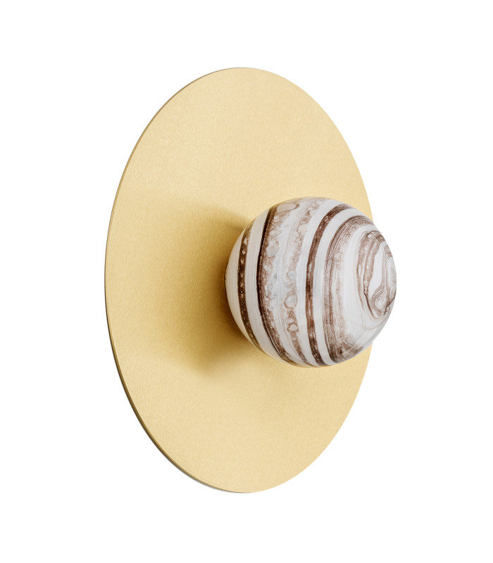 Piava Globe Ceiling Light White-Brown (Marble Colour) Brushed Brass-4