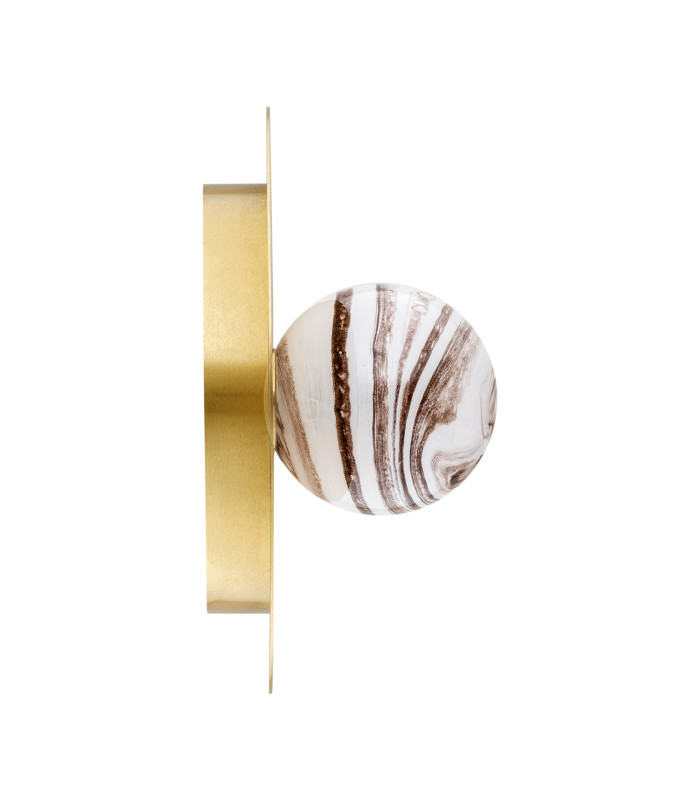 Piava Globe Ceiling Light White-Brown (Marble Colour) Brushed Brass-5