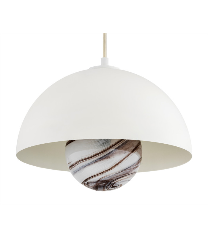 Piava Dome Pendant Ceiling Light White-Brown (Marble Colour) Cream White-3