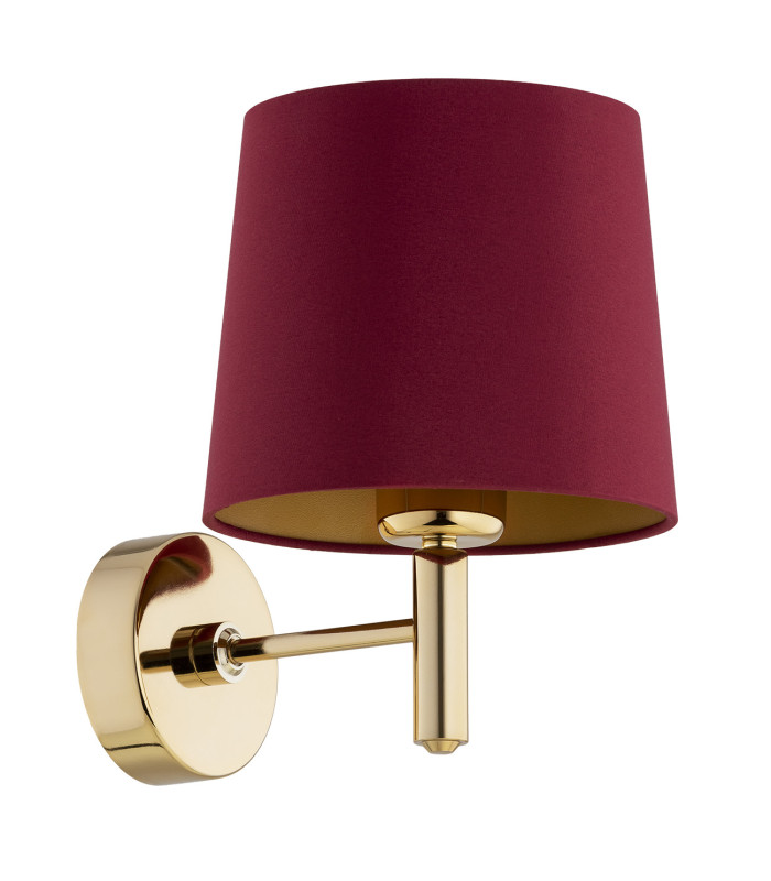 Ponte Plus Wall Lamp With Shade Red (Gold Inside) Dark Brass-2