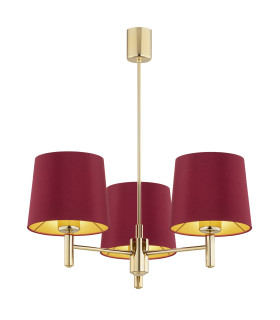 Ponte Plus Multi Arm Pendant Ceiling 3 Light Red (Gold Inside) Dark Brass-1