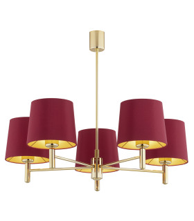Ponte Plus Multi Arm Pendant Ceiling 5 Light Red (Gold Inside) Dark Brass-1