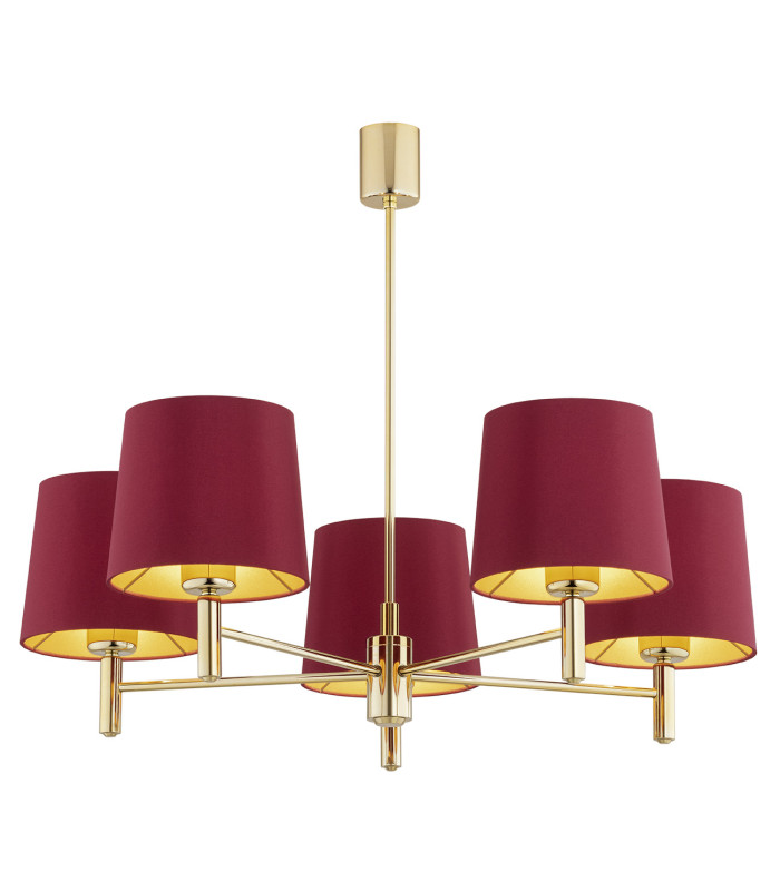 Ponte Plus Multi Arm Pendant Ceiling 5 Light Red (Gold Inside) Dark Brass-1