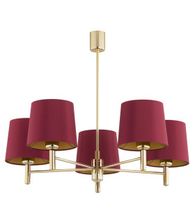 Ponte Plus Multi Arm Pendant Ceiling 5 Light Red (Gold Inside) Dark Brass-2