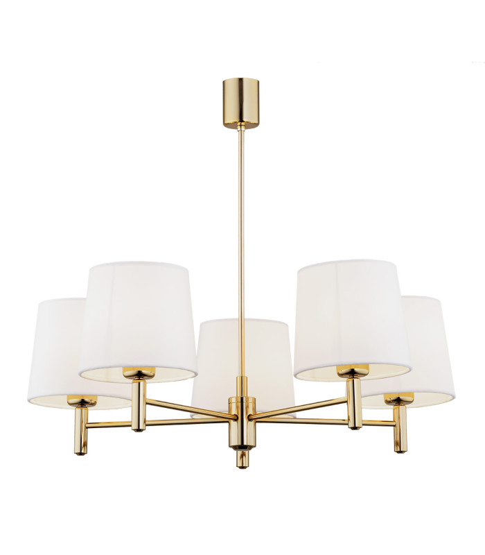 Ponte Plus Multi Arm Pendant Ceiling 5 Light Cream Dark Brass Steel-1