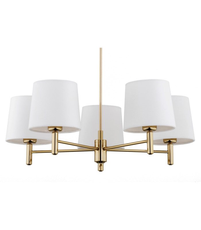 Ponte Plus Multi Arm Pendant Ceiling 5 Light Cream Dark Brass Steel-3