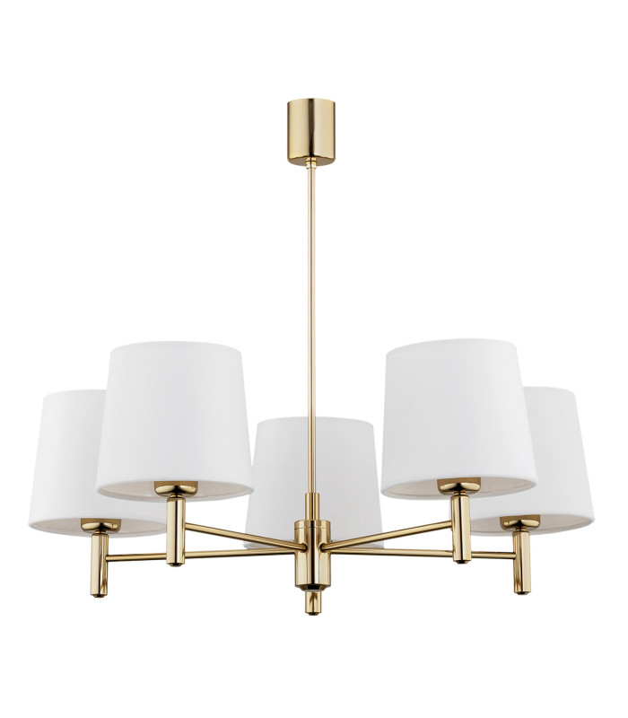 Ponte Plus Multi Arm Pendant Ceiling 5 Light Cream Dark Brass Steel-4
