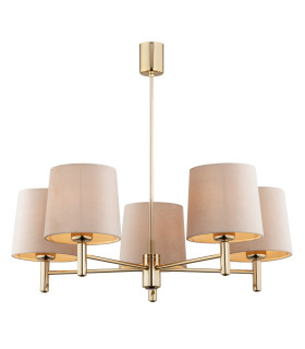 Ponte Plus Multi Arm Pendant Ceiling 5 Light Beige Dark Brass Steel-1