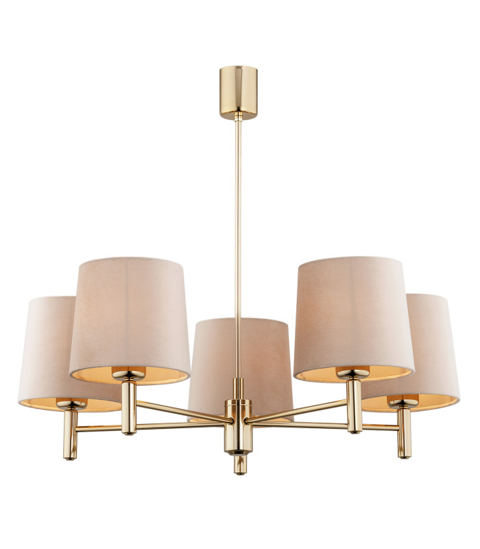 Ponte Plus Multi Arm Pendant Ceiling 5 Light Beige Dark Brass Steel-1