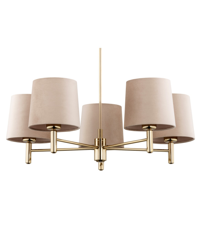 Ponte Plus Multi Arm Pendant Ceiling 5 Light Beige Dark Brass Steel-2