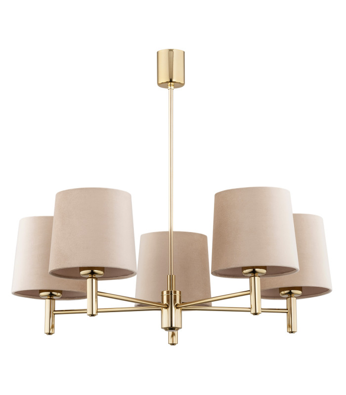 Ponte Plus Multi Arm Pendant Ceiling 5 Light Beige Dark Brass Steel-3