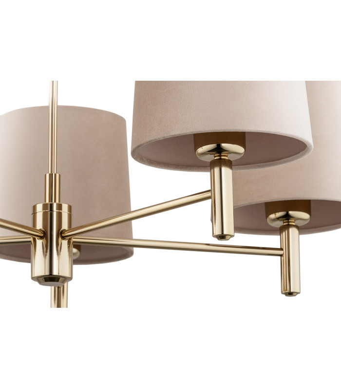 Ponte Plus Multi Arm Pendant Ceiling 5 Light Beige Dark Brass Steel-4