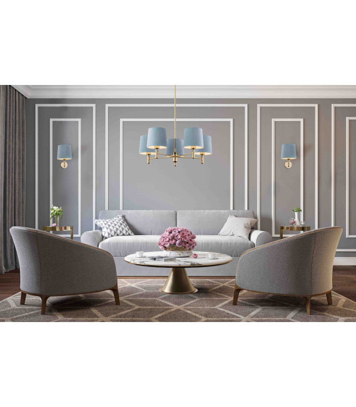 Ponte Wall Lamp With Shade Blue Dark Brass Steel-2