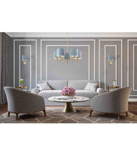 Ponte Multi Arm Pendant Ceiling 5 Light Blue Dark Brass Steel-2