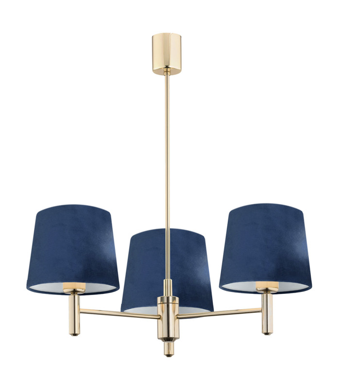 Ponte Multi Arm Pendant Ceiling 3 Light Navy Blue Dark Brass Steel-1